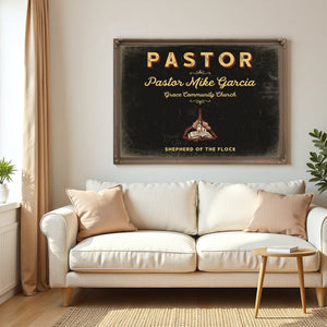 Personalized Pastor Sign, Shepherd of the Flock, Black & Gold, image 5