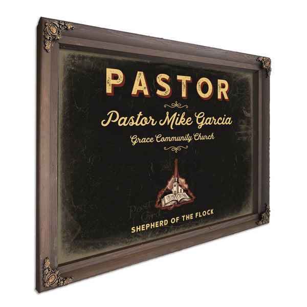 Personalized Pastor Sign, Shepherd of the Flock, Black & Gold, image 7