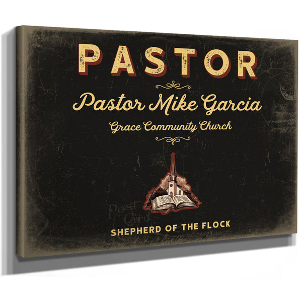 Personalized Pastor Sign, Shepherd of the Flock, Black & Gold, image 8