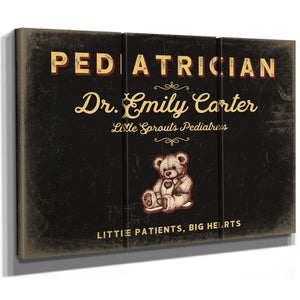 Personalized Pediatrician Sign, Little Patients, Big Hearts, Black & Gold, image 14