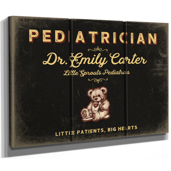 Personalized Pediatrician Sign, Little Patients, Big Hearts, Black & Gold, image 14