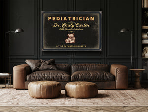 Personalized Pediatrician Sign, Little Patients, Big Hearts, Black & Gold, image 17