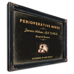 Personalized Perioperative Nurse Sign, Scrubbed In and Ready, Black & Gold, image 1