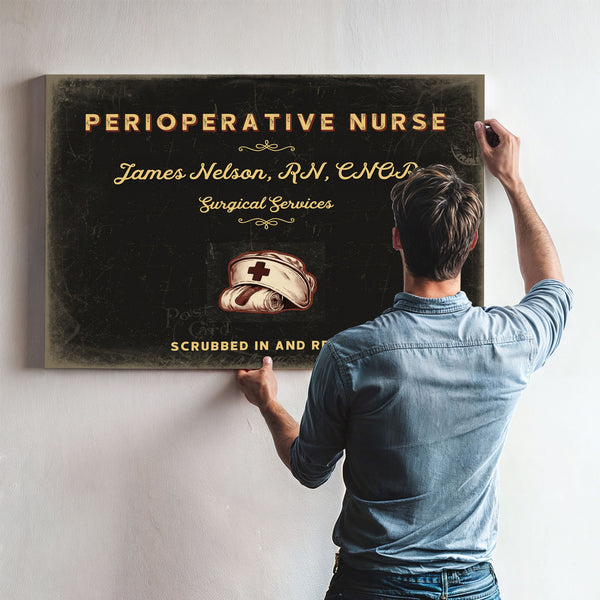 Personalized Perioperative Nurse Sign, Scrubbed In and Ready, Black & Gold, image 9