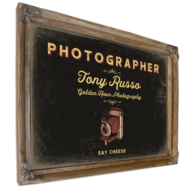 Personalized Photographer Sign, Say Cheese, Black & Gold, image 6