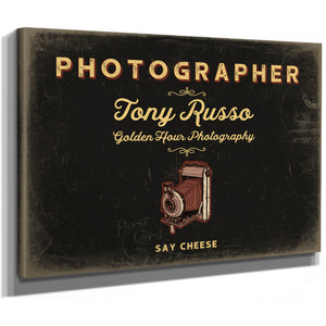 Personalized Photographer Sign, Say Cheese, Black & Gold, image 8