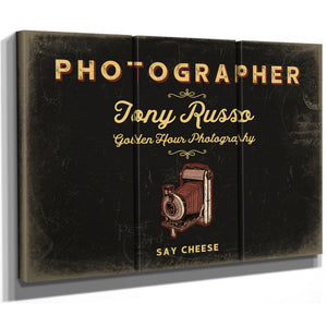 Personalized Photographer Sign, Say Cheese, Black & Gold, image 14
