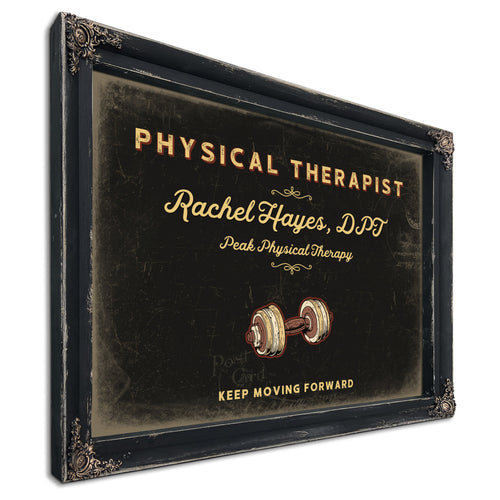 Personalized Physical Therapist Sign, Keep Moving Forward, Black & Gold, image 1