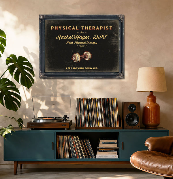 Personalized Physical Therapist Sign, Keep Moving Forward, Black & Gold, image 20