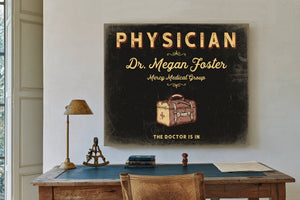 Personalized Physician Sign, The Doctor Is In, Black & Gold, image 2