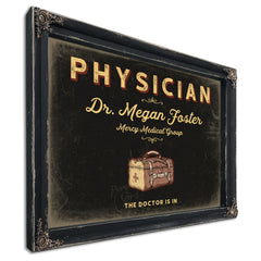 Personalized Physician Sign, The Doctor Is In, Black & Gold, image 1