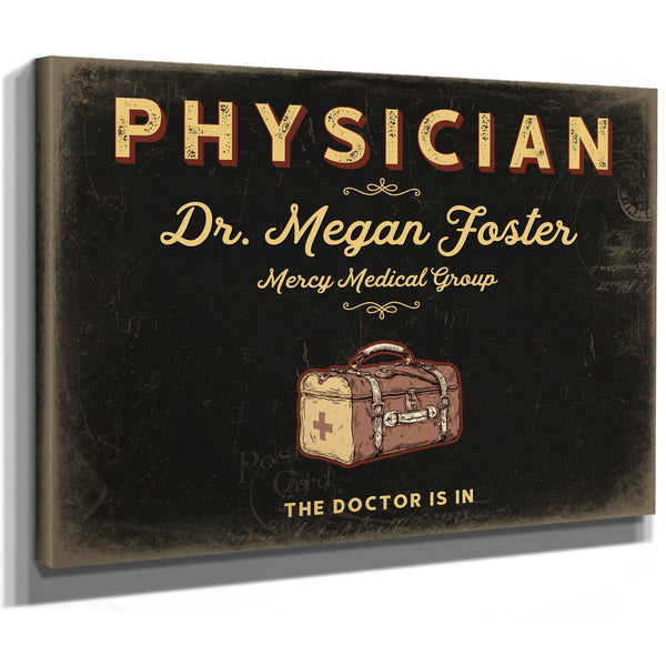 Personalized Physician Sign, The Doctor Is In, Black & Gold, image 8