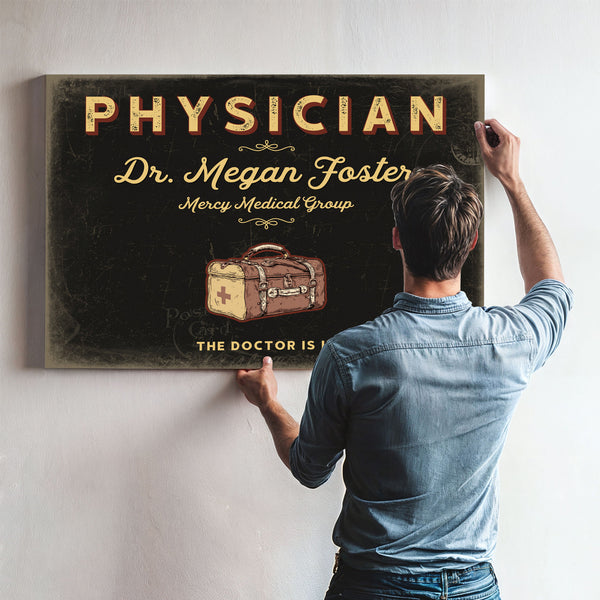 Personalized Physician Sign, The Doctor Is In, Black & Gold, image 9