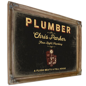 Personalized Plumber Sign, A Flush Beats a Full House, Black & Gold, image 6