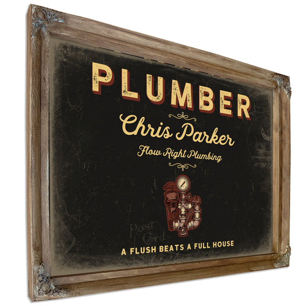 Personalized Plumber Sign, A Flush Beats a Full House, Black & Gold, image 6