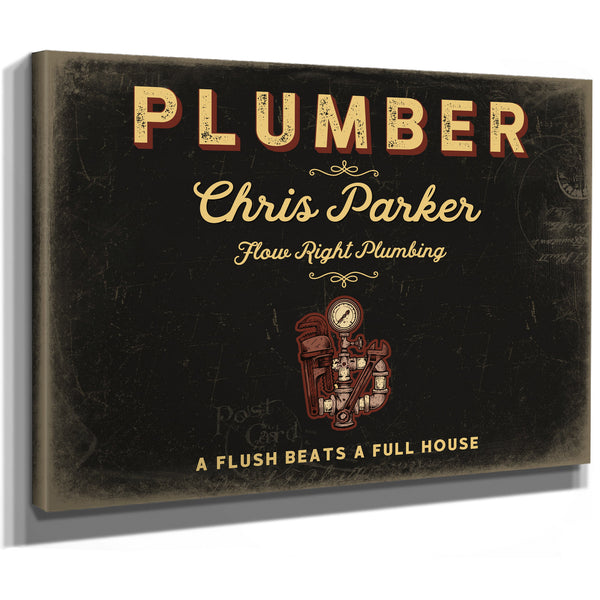 Personalized Plumber Sign, A Flush Beats a Full House, Black & Gold, image 8