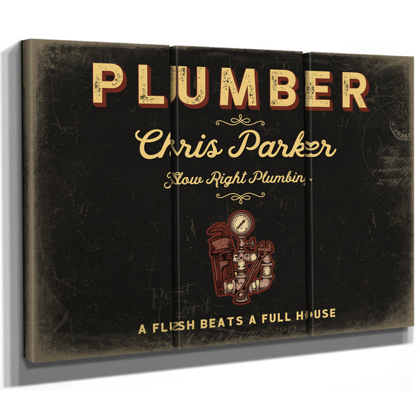 Personalized Plumber Sign, A Flush Beats a Full House, Black & Gold, image 14