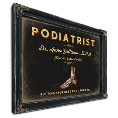 Personalized Podiatrist Sign, Putting Your Best Foot Forward, Black & Gold, image 1