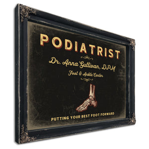 Personalized Podiatrist Sign, Putting Your Best Foot Forward, Black & Gold, image 1