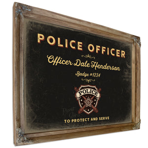 Personalized Police Officer Sign, To Protect and Serve, Black & Gold, image 6