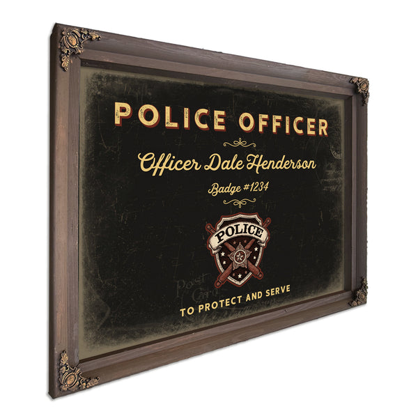 Personalized Police Officer Sign, To Protect and Serve, Black & Gold, image 7