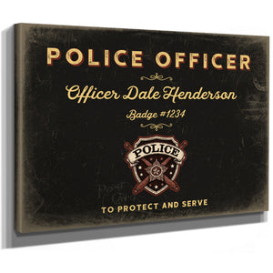 Personalized Police Officer Sign, To Protect and Serve, Black & Gold, image 8
