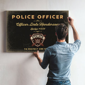 Personalized Police Officer Sign, To Protect and Serve, Black & Gold, image 9