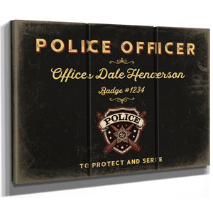 Personalized Police Officer Sign, To Protect and Serve, Black & Gold, image 14