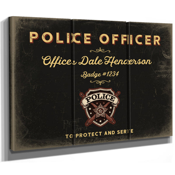 Personalized Police Officer Sign, To Protect and Serve, Black & Gold, image 14