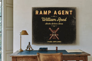 Personalized Ramp Agent Sign, I Park Airplanes, Black & Gold, image 2