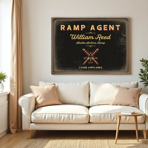 Personalized Ramp Agent Sign, I Park Airplanes, Black & Gold, image 5