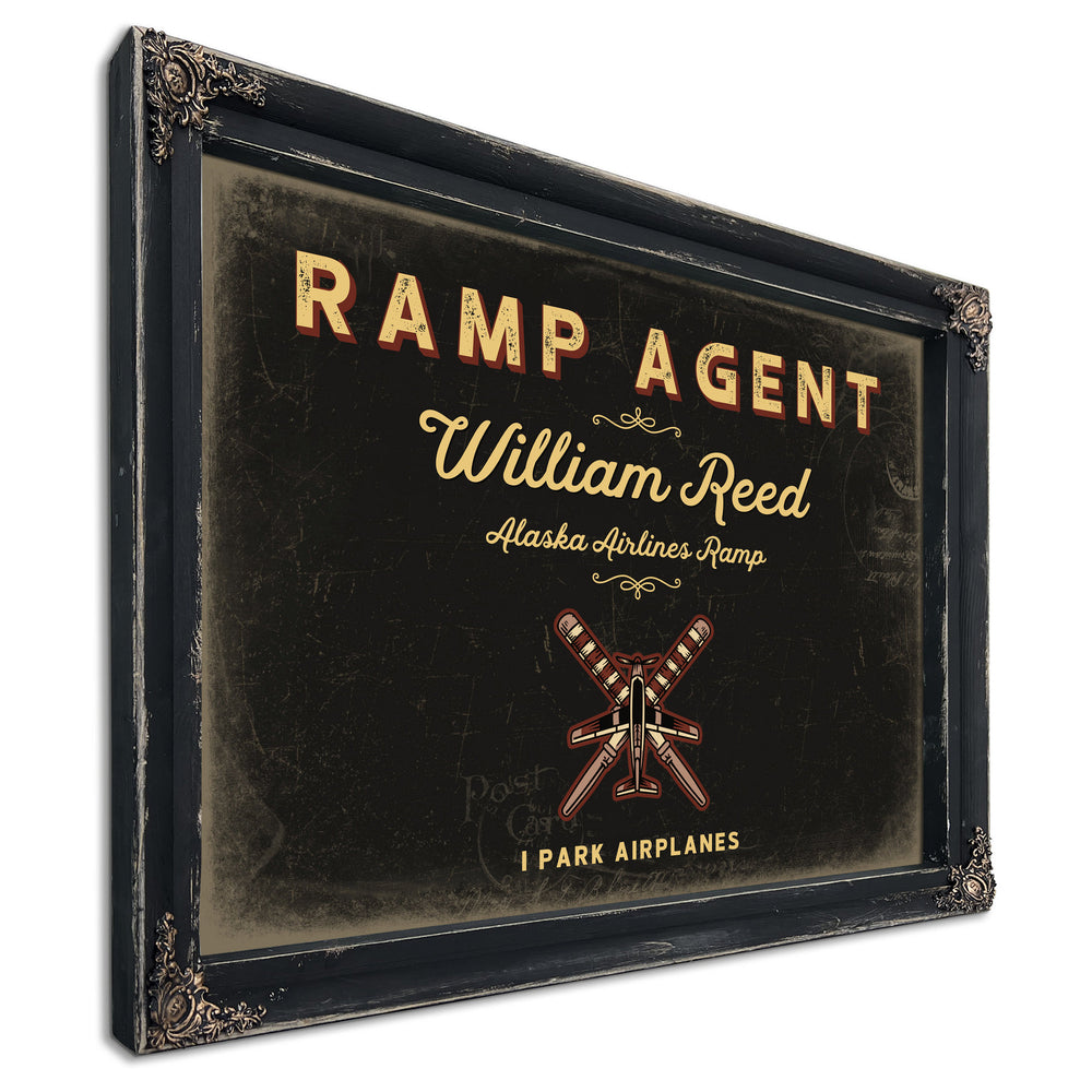 Personalized Ramp Agent Sign, I Park Airplanes, Black & Gold, image 1