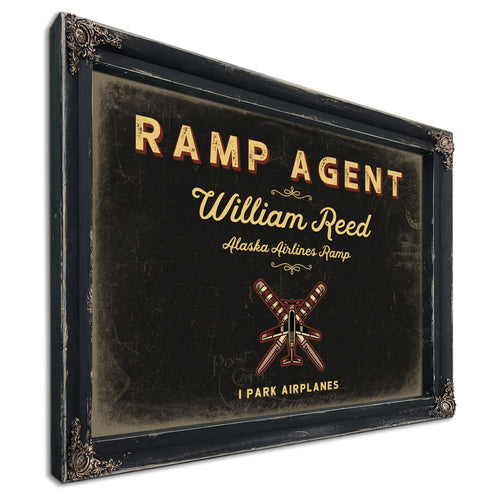 Personalized Ramp Agent Sign, I Park Airplanes, Black & Gold, image 1