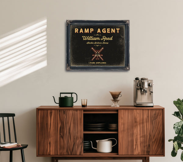 Personalized Ramp Agent Sign, I Park Airplanes, Black & Gold, image 15