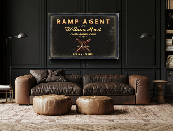 Personalized Ramp Agent Sign, I Park Airplanes, Black & Gold, image 17