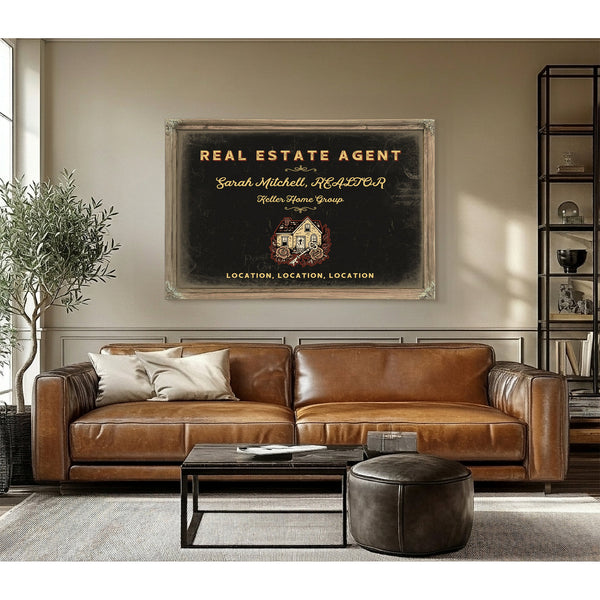 Personalized Real Estate Agent Sign, Location, Location, Location, Black & Gold, image 3