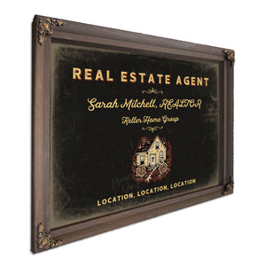 Personalized Real Estate Agent Sign, Location, Location, Location, Black & Gold, image 7