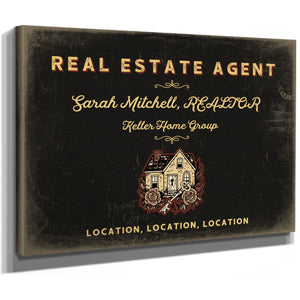 Personalized Real Estate Agent Sign, Location, Location, Location, Black & Gold, image 8