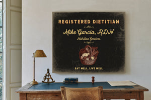 Personalized Registered Dietitian Sign, Eat Well, Live Well, Black & Gold, image 2