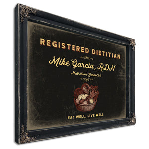Personalized Registered Dietitian Sign, Eat Well, Live Well, Black & Gold, image 1