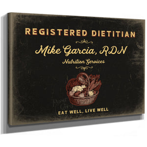 Personalized Registered Dietitian Sign, Eat Well, Live Well, Black & Gold, image 8
