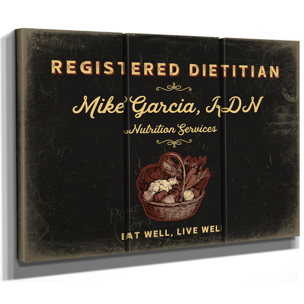 Personalized Registered Dietitian Sign, Eat Well, Live Well, Black & Gold, image 14
