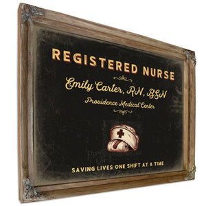 Personalized Registered Nurse Sign, Saving Lives One Shift at a Time, Black & Gold, image 6