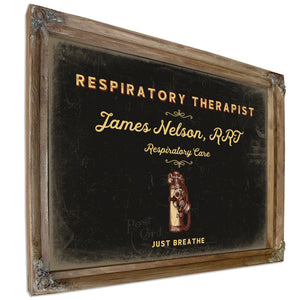 Personalized Respiratory Therapist Sign, Just Breathe, Black & Gold, image 6