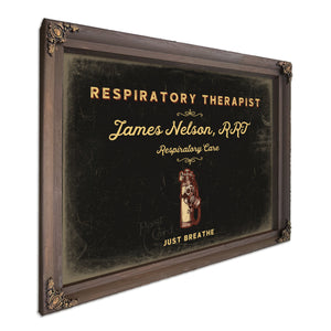 Personalized Respiratory Therapist Sign, Just Breathe, Black & Gold, image 7