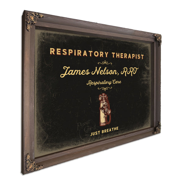 Personalized Respiratory Therapist Sign, Just Breathe, Black & Gold, image 7