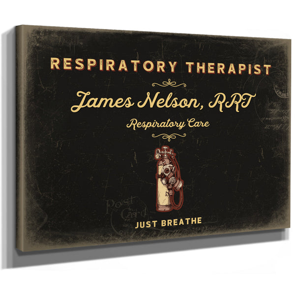Personalized Respiratory Therapist Sign, Just Breathe, Black & Gold, image 8