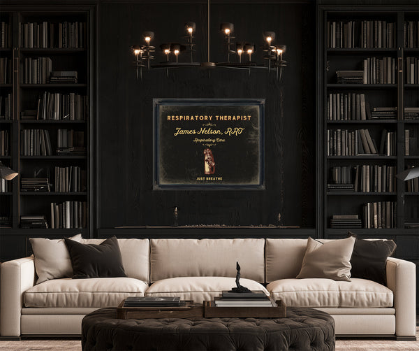 Personalized Respiratory Therapist Sign, Just Breathe, Black & Gold, image 16