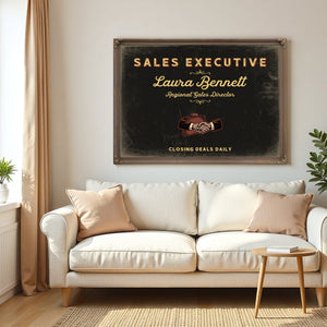 Personalized Sales Executive Sign, Closing Deals Daily, Black & Gold, image 5