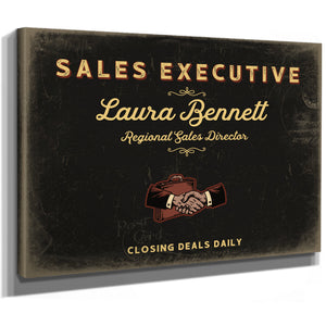 Personalized Sales Executive Sign, Closing Deals Daily, Black & Gold, image 8